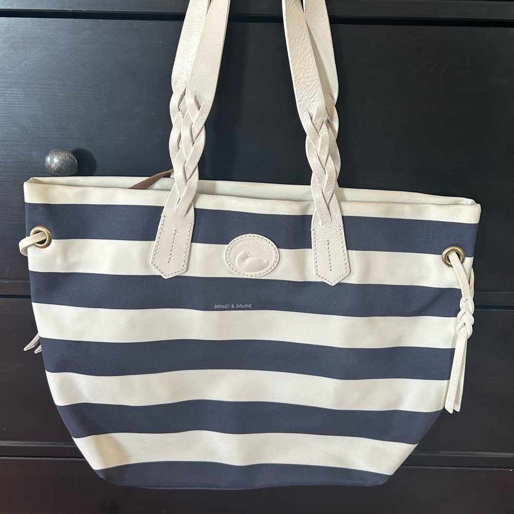 Dooney & Bourke Striped Tote Bag - Navy and Cream